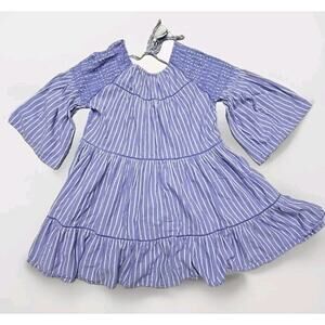 Free People Lola Dress Embroidered Stripe Chambray Women's Size S Tassel